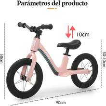 Bicicleta de Equilibrio para Niños de 2-5 Años, Bicicleta Sin Pedales con Asiento 2 Niveles Ajustable, Luz, Manubrio Puede Rotar en 360 ° , LIantas Anti punción y Inflable de 12 Pulgadas - Amarillo - Ver 2
