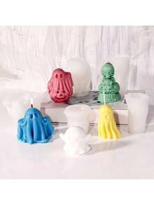万圣节南瓜蜡烛模具DIY，南瓜僵尸石膏树脂幽灵硅胶模具 - 幽靈 - 查看 2