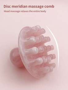 INYUSUN 1 chiếc lược massage da đầu bằng nhựa, lược tròn cầm tay tiện dụng, phù hợp với các điểm bấm huyệt trên da đầu. - Màu Hồng baby - Xem 4