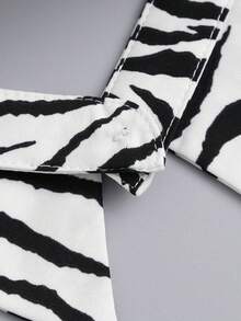 DA FEN QI MI MA 1pc Black & White Striped Detachable Decorative Shirt Collar, Versatile Fashion Collar Accessory - Zebra Stripes - View 9