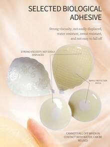 1pc Women's Adhesive Lace Shell Nipple Covers, Minimalist Practical Reusable 3-4 Times, Hand Wash Only - Multicolor - View 2