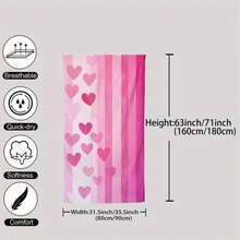 1 pieza Toalla de playa con estampado de corazón a rayas artístico, manta de playa suave, cómoda, ligera y antiarenosa, esterilla de playa súper absorbente, adecuada para viajes, natación, buceo, surf, yoga, camping, accesorios de playa - 5 - Ver 4