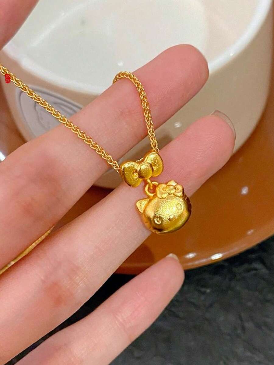 SANRIO 1件，Hello Kitty项链，三丽鸥简约小众百搭款，可送给女友、闺蜜、学生，锁骨链 - 金色 - 查看 1