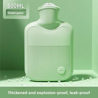 1 pieza Bolsa de agua caliente grande de PVC reforzado a prueba de fugas y explosiones, simple y portátil con tapa rectangular en espiral, sello de detalle para calentar las manos y el vientre, bolsa de compresión de calor para protección contra el frío en el hogar y la oficina en invierno