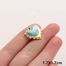 2pcs Pearlescent Blue Enamel Sacred Heart Pendant, 304 Stainless Steel Holy Heart Charm, Jewelry Making Supplies, Vintage Fashionable Charm For Necklace, Earrings, Bracelet, Handbag Personalization, PVD Plated, Unisex - Geometry - View 24