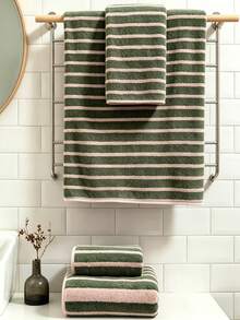 1pc/2pcs Modern Minimalist Floral Coral Fleece Bath Towel, Super Soft, Quick Dry, Non-Shedding, Sauna Towel, High Absorbency, Ultra Soft (Light & Thin) Lightweight, Guest Towel, High Quality Shower Towel, Durable Bathroom Accessory, Best Gift For Partner. Towel Size: 34*75, Bath Towel Size: 70*140 - Dark Green - View 2