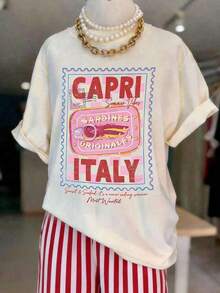 Camiseta de manga corta con cuello redondo para mujer, sin esfuerzo, con tela de alta elasticidad, casual, blanca, de verano. - Albaricoque - Ver 3