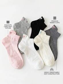 5 Pairs Women's Colorful Bow Pattern Polyester Breathable Sweet Short Socks, Suitable For Daily Wear And Dates - Multicolor - View 2