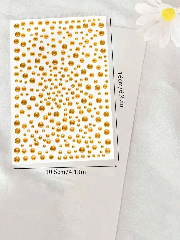 2pcs Shiny Gold Face Jewels, Y2K Style Round Rhinestone Face, Hair, Body Decorative Stickers - Party Makeup, Music Festival Costume Accessories - Multicolor - View 2