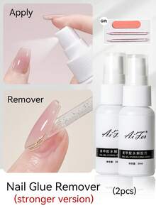 AiFer 2件組 30ml 卸甲液，適用於壓克力指甲，可輕鬆去除固態甲油膠、假指甲，不適用於甲油膠底層或甲油膠，專業級 - 無色 - 查看 2