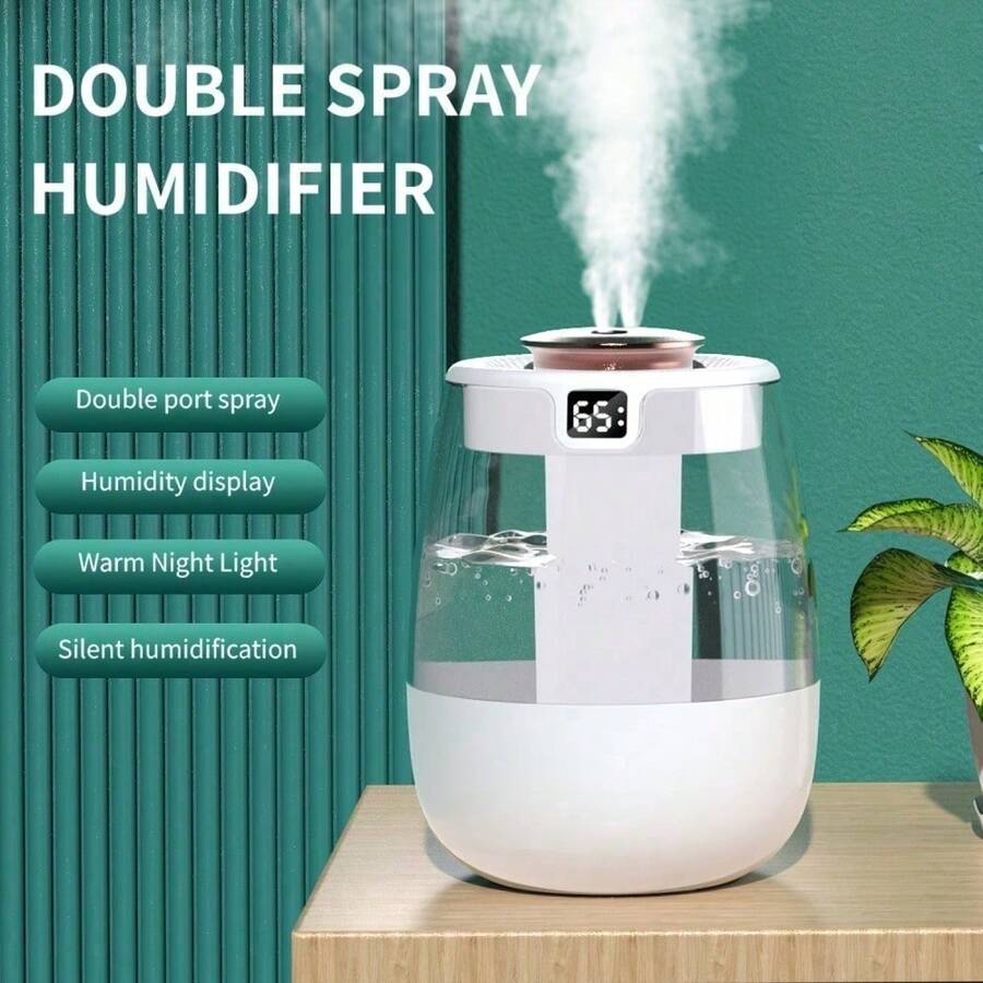SOKANY Ultra-Silent Ultrasonic Humidifier With Warm Night Light, USB Portable Desktop Mister, Dual Nozzles, Water Level Display, Button Control, 84.54oz Tank, Covers <10㎡, Max Output 10.14oz/Hr, No Battery, Modern Design For Bedroom/Office.