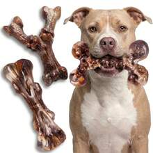 Indestructible Dog Toys For Aggressive Chewers: 3-Pack Bacon Flavored Hard Nylon Dog Chew Toys For Medium & Large Dogs(25-90lbs), Tough Super Chewer Dog Bones Toys To Keep Them Busy, Brown - 3片裝培根(棕色) - 查看 10