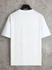 Camiseta casual de manga corta y cuello redondo con estampado de verano para hombres, camiseta de streetwear de verano, camiseta de hombro caído, regalos para novio, vuelta al cole, camisetas gráficas - Blanco - Ver 3