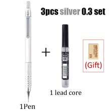 Bộ 3 bút chì tự động chất lượng cao màu đen/bạc, ruột chì than HB đen 0.3/0.5/0.7/0.9/2.0mm, khó gãy, thích hợp cho bút vẽ chuyên nghiệp và văn phòng phẩm (Tặng kèm 1 bút + 1 ruột chì + 1 tẩy). - Nhiều màu - Xem 11