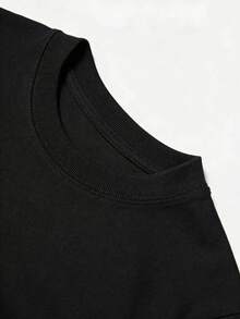 Casual Women s Cotton Short Sleeve Round Neck T-shirt with Red White and Pregnant Print - Negro - Ver 3