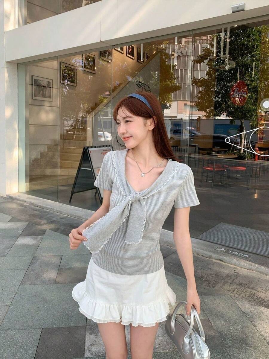 Women Tops - Light Grey - View 1