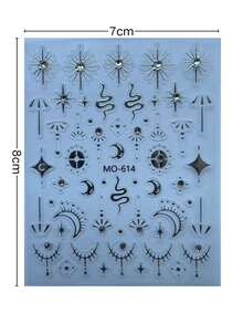 1pc European & American Style Star & Moon Eye Makeup Sticker, Green Rhinestone Silver Metal Sticker, Music Festival Metallic Atmosphere Eyeshadow Decor, Y2K, Face Glitter, Carnival, Face Sticker, 3D Sticker, Face Gems, Decorative Sticker - Multicolor - View 4