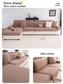1 tấm bọc ghế sofa co giãn màu kem, bộ sản phẩm đa năng, bọc ghế sofa đa năng dùng được cả bốn mùa, chống trầy xước do mèo, phù hợp để bảo vệ ghế sofa phòng khách hình chữ L và ghế sofa 1, 2, 3, 4 chỗ ngồi. - Chất liệu - Màu nâu - Xem 7