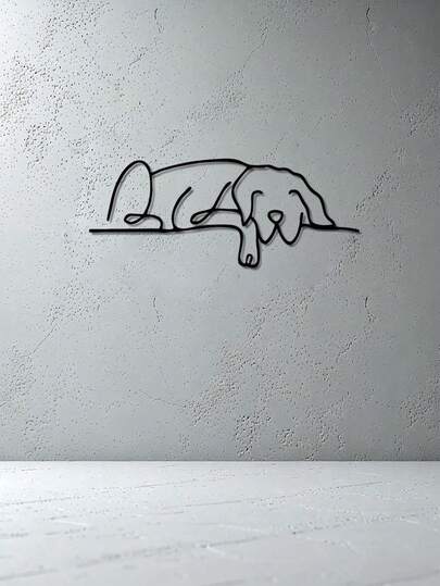 1pc, Unique Sleeping Dog Metal Wall Art - Exquisite Minimalist Design, Perfect For Home Decor And Pet Lovers - Cute Pet-Themed Decoration, Ideal Housewarming Gift.