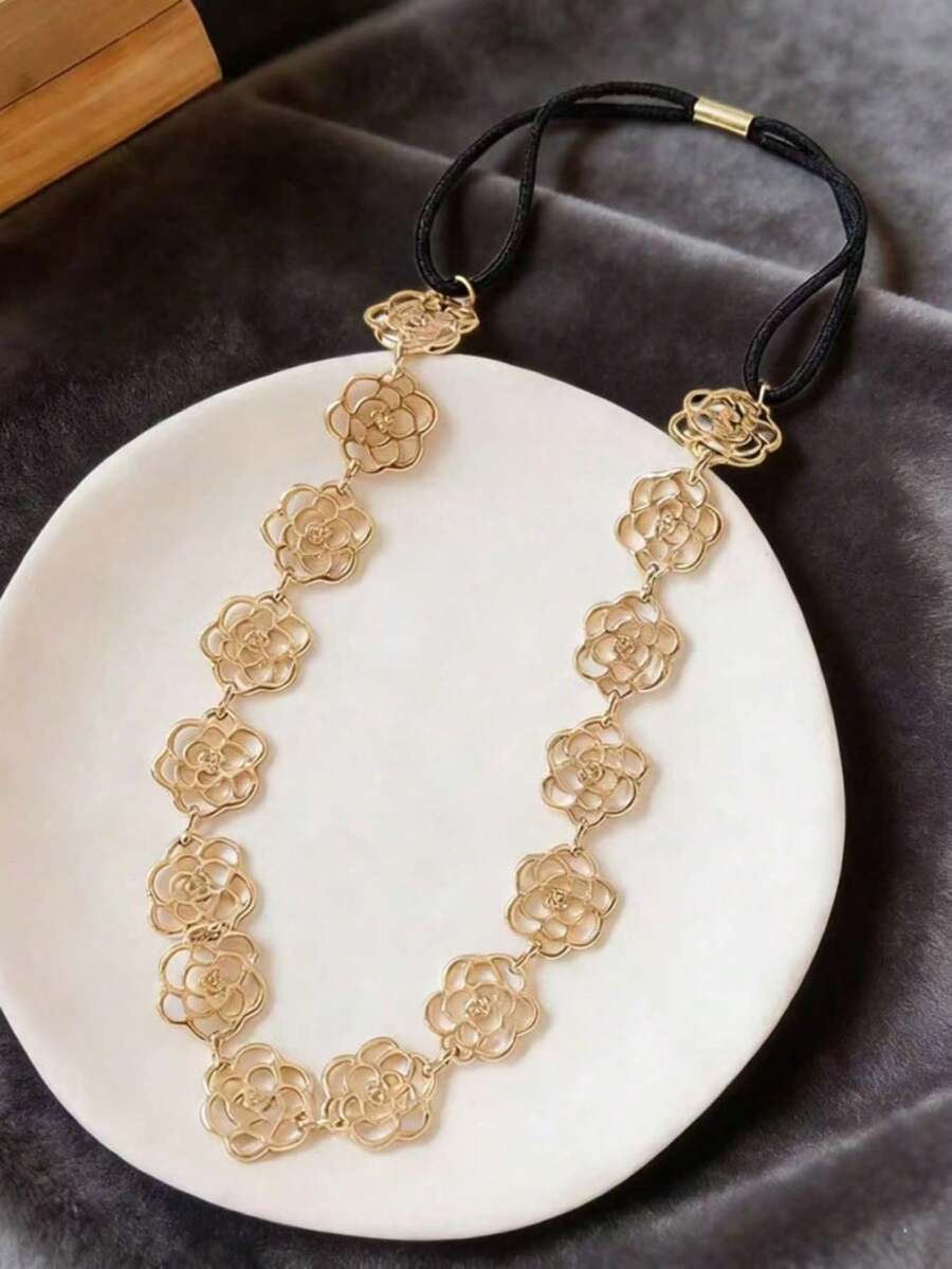 1-2件頭飾配件/金色花朵髮箍皇冠/新娘婚禮髮飾,希臘女神珠寶髮飾,優雅夏季髮飾,節日裝飾,婚禮配件,頭鏈,髮飾珠寶 - 金色 - 查看 1