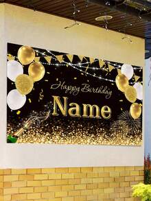 Customized Black And Gold 2026 Graduation Party Banner, Can Personalize With Your Name, Durable Fabric, Suitable For Photo Background, Graduation Congratulations Banner, Graduation Party Decor, Photo Props, Graduation Poster, Ceremony, Prom, No Power Required - Multicolor - View 6