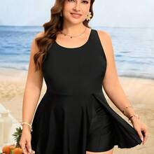 Swim Lushoire Plus Size Women Summer Beach Casual Solid Color Camisole Romper One-Piece Swimsuit - Multicolor - Ver 7