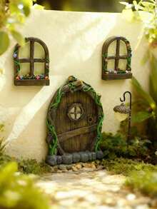 5.1 Inch Window Frame Set, Creative Fairy Garden Tree Decor, Yard Art Garden Sculpture Outdoor Decoration Accessory, Comes With Adorable Ladder, Exclusive For Yard - A - View 6