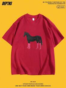 New Summer 2026 Collection, Unisex Styles, Crew Neck T-Shirt With Creative And Fun Cartoon Print, Pure Cotton, Summer Fashion, Short Sleeve, Casual Style For Everyday Wear, Sizes: S–7XL | Ships In 24 Hours - 紅色 - 查看 7