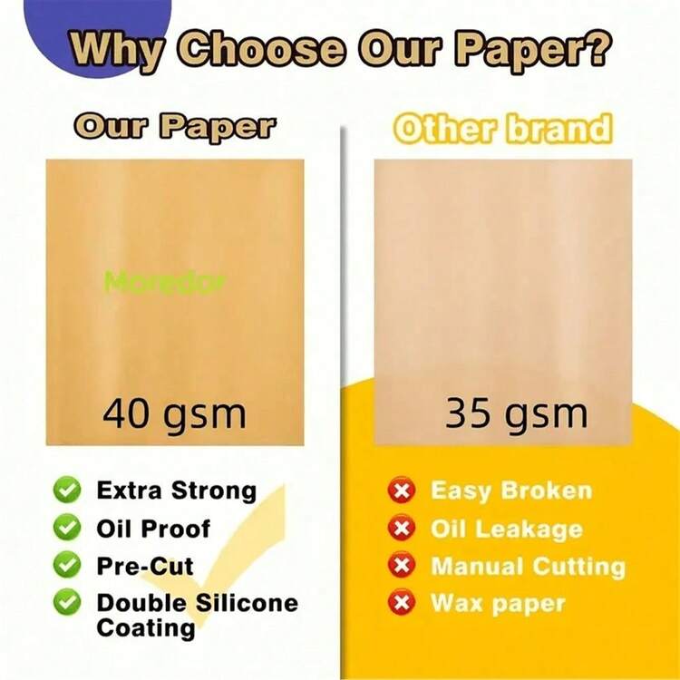 SOKANY 50/100pcs Disposable Baking Paper Liners, Suitable For Air Fryer. Waterproof, Oil-Proof, Non-Stick, Easy To Clean. Applicable For Baking, Grilling, Frying And Steaming, Unbleached. Ideal For Home Kitchen Use, Essential Accessory For Baking And Air Fryer. - Camel - View 5