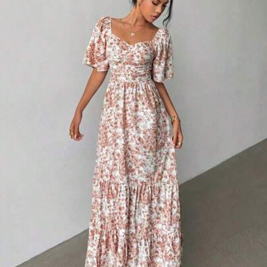 Women Midi Dresses - Coral Pink - View 1