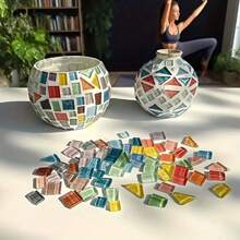 180g Streaked Triangular Glass Mosaic Tiles In Mixed Colors, Smooth-Edged, Ideal For DIY Crafts Like Coasters And Frames. Translucent Texture, For Hobbyists, Cost-Effective Bulk Pack. - A - View 8
