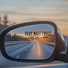 Pray, Wait, Believe. God Will Have His Own Plan. Car Rearview Mirror Stickers, Fun Vinyl Stickers - Suitable For Cars, Motorcycles, Computers, Mobile Phones, Doors, Windows And Walls - Holiday Decorations, Birthday Gifts - A - View 4