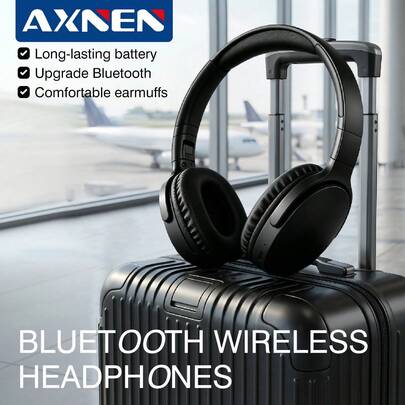 AXNEN Auriculares Bluetooth con micrófono estéreo envolvente 3D, cancelación activa de ruido, ligeros y retráctiles, adecuados para deportes, esports, juegos, compatibles con iOS, Android y PC