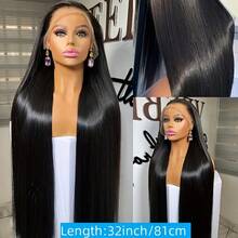 40 Inch 13x6 Straight Lace Front Wigs Human Hair 250% Density Straight Frontal Wig Pre Plucked With Baby Hair Hd Transparent Glueless Bone Straight Wig Brazilian Virgin Hair For Women Natural Black - Natural Black - Xem 4