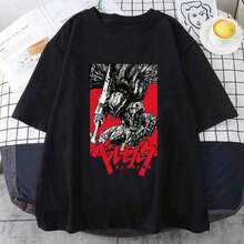 Camiseta de mujer con estampado de anime, nueva, camiseta de manga corta de moda para hombre y mujer, estilo casual, streetwear, anime Harajuku, divertida, sexy, vanguardista y con diseño personalizado, tela opaca, adecuada para el Día de San Valentín en primavera, regalos para fiestas de Año Nuevo y regalos imprescindibles para el comienzo de la temporada escolar, camiseta unisex, adecuada para todas las estaciones. - Negro - Ver 7
