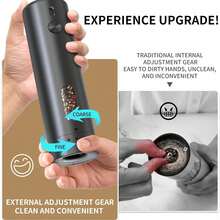 Pepper Grinder, Electric Salt And Pepper Mill Grinder, Adjustable Coarseness, Ceramic Grinding Elements, Rechargeability With LED Light, One Hand Automatic Operation - Multicolor - View 7