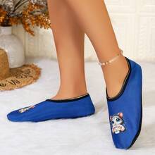Women's All-Season Slip-On Shoes, High Elasticity Fabric Conforms To Foot Shape, Flexible Movement, Anti-Slip Sole Design, Breathable For Home Fashion, Suitable For Swimming, Yoga, Dancing, Hotel, Multi-Purpose, Portable Plus Size Slippers - Blue - View 2