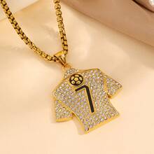 2026 World Cup Football No.7 No.10 Jersey Titanium Steel Necklace Luxury Full Rhinestone Stainless Steel Pendant Necklace - 2 - 查看 4