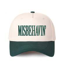 MISBEHAVIN Letter Embroidered Patchwork Trucker Hat, Essential For Vacation And Travel, Adjustable, Unisex - Sky Blue - View 3