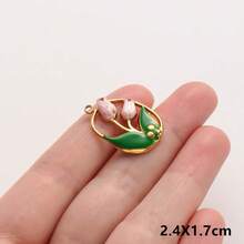 2件套手工粉色和酒红色珐琅吊坠，304不锈钢花卉吊坠，可用于项链、耳环、手链DIY饰品制作，男女皆宜，18K镀PVD，日常佩戴 - Flower - 查看 48