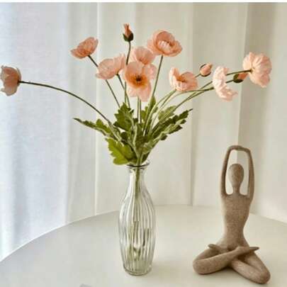 1/2/3/4/6pcs Artificial Poppy Flowers, 58cm Length, 4 Flowers Per Stem, Bendable & Fade-Resistant - Suitable For DIY Flower Wall, Scene Decoration, Living Room/Bedroom Vase Decor, Wedding Party Home Decoration, Tabletop Centerpiece, Room Decor, Back To School Supplies