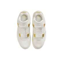 Nike Jordan Air Jordan 4 "Metallic Gold" - Comfortable, Versatile, Durable Mid-Top Retro Basketball Shoes - Unisex - White - AQ9129-170 - 查看 5