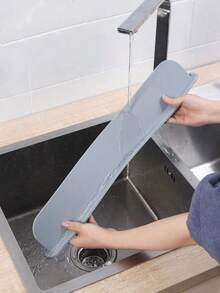 Silikon-Spritzschutz mit Saugnapf für die Spüle. Moderne wasserdichte Abdeckung, ideal für Küchen, Geschirrspüler, Labore und Obstbehälter. Langlebig und leicht zu reinigen. - Grau - Übersicht 6