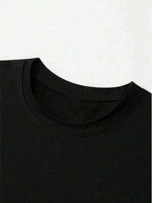 Camiseta de Mujer con Estampado Gráfico, Camisetas de Algodón Retro para Mujer, Camiseta Casual de Mujer con Estampado Simple, para Uso Diario, Sensación de Alta Gama, Atuendo, Citas, Fiestas - Negro - Ver 4