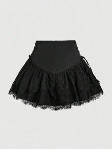 MOD Falda con cordón lateral bajo con fruncido - Negro - Ver 2