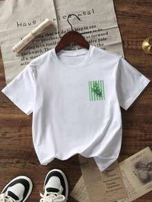 Camiseta de manga corta con cuello redondo y estampado de eslogan, estilo casual de verano para mujer, ropa de moda para el día a día y vacaciones, adecuada para ocasiones cotidianas y festivas.Camiseta de mujer.Blanco - Blanco - Ver 3