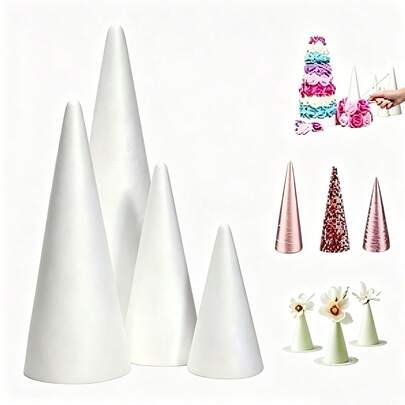 1 Large White Solid Foam Cone, Arts And Crafts Cone DIY Holiday Supplies, PS Foam Christmas/Birthday Scene Decoration, Event Props, Christmas Tree Topper Star, Conical Christmas Decoration, Christmas, New Year, Thanksgiving, Valentine's Day Handmade Gift