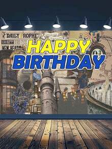Tela de fondo para sesión de fotos de fiesta de cumpleaños con el castillo mágico de Harry Potter, decoración de escenario para fiesta de cumpleaños familiar, tela colgante para fondo de sesión de fotos - Multicolor - Ver 13