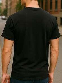 Pure Cotton T-Shirt (180 G/M²) With A Print Inspired By The Biblical Verse "I Fight Against Demons" (Ephesians 6:12), Featuring A Distressed Graphic. Soft, Breathable, Durable Knit Fabric That's Easy To Clean And Comfortable For Spiritual Believers. Ideal For Casual Wear. - 黑色 - 查看 2