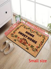 1pc Interesting Small House "Sweet Home" Pattern Welcome Doormat, Yellow Graphic Minimalist Style Short Plush Quick-Dry Non-Slip Washable Entrance Mat, Suitable For Kitchen, Bathroom, Dining Room, Hallway, Party, Gathering, New Year, All Seasons, Yard Decor - Orange - View 12
